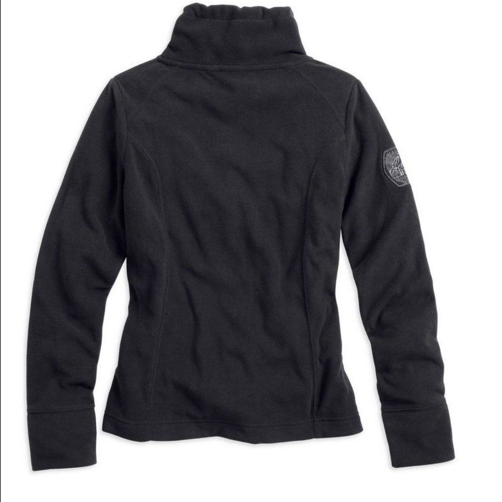 Harley Davidson Rebel Mock Neck Sweater Black Sliver Womens X- Large Embroidered - Picture 2 of 2